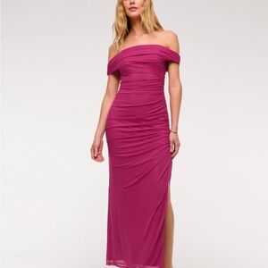Abercrombie Elegant Off-Shoulder Dress in Magenta